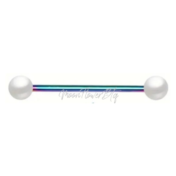 Pearl Rainbow Industrial Barbell Earring - Picture 1 of 2